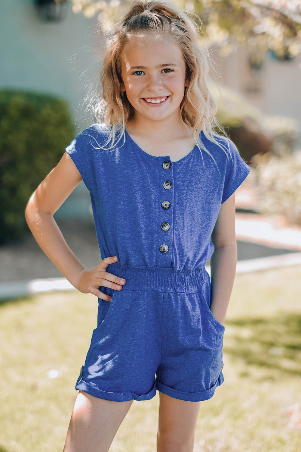 Sky Blue Little Girls Cassie Romper