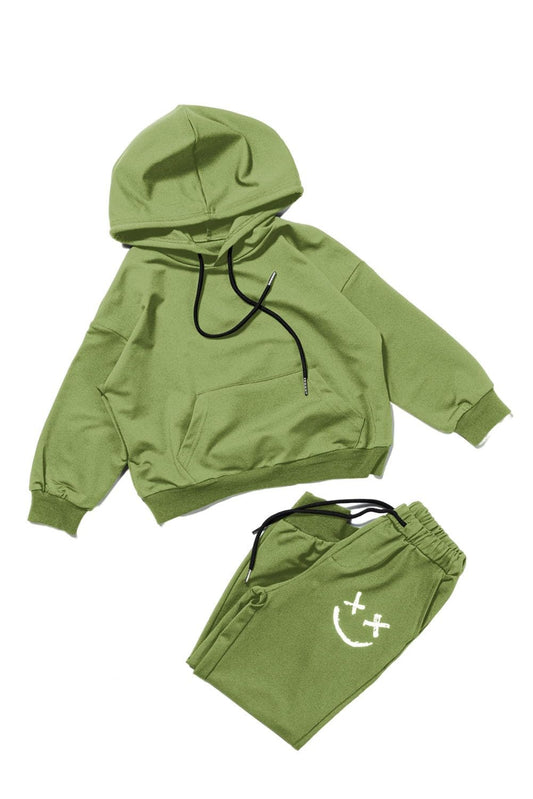 blibean Boys Fashion Clothing Sets Athletic Active Outfit Tween Girls Hooded Sweat Pants Kids Warm 2023 2pc CLothes Age 6T-7T (Size 6-7 Year) Green