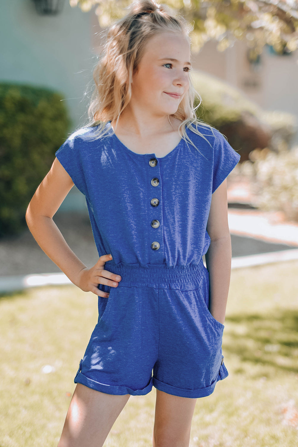 Sky Blue Little Girls Cassie Romper