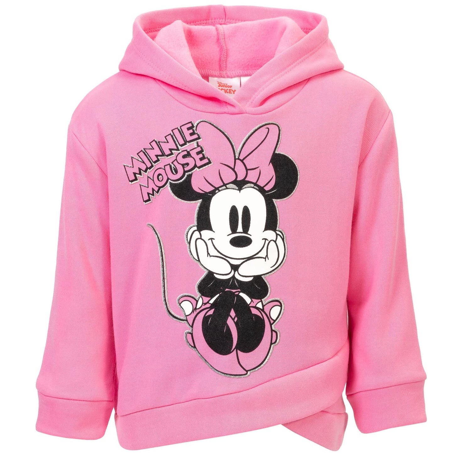 Disney Minnie Mouse Toddler Girls Crossover Fleece Hoodie and Leggings Outfit Set Pink Glitter 5T