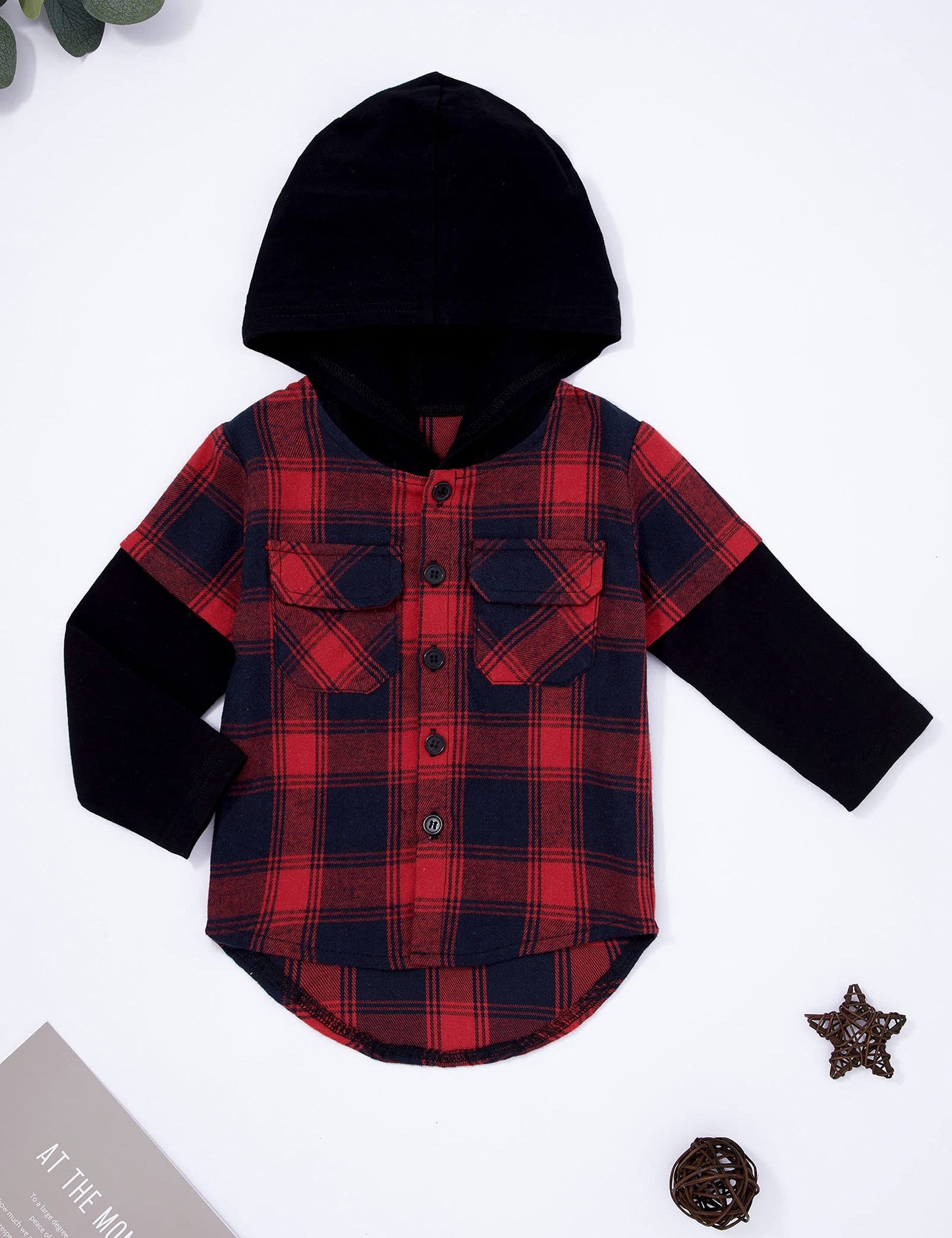 DONWEN Toddler Baby Boys Clothes Flanel Lattice Button Down Hoodied Tops +Pants Boys Fall Winter Outfits(3-4T)