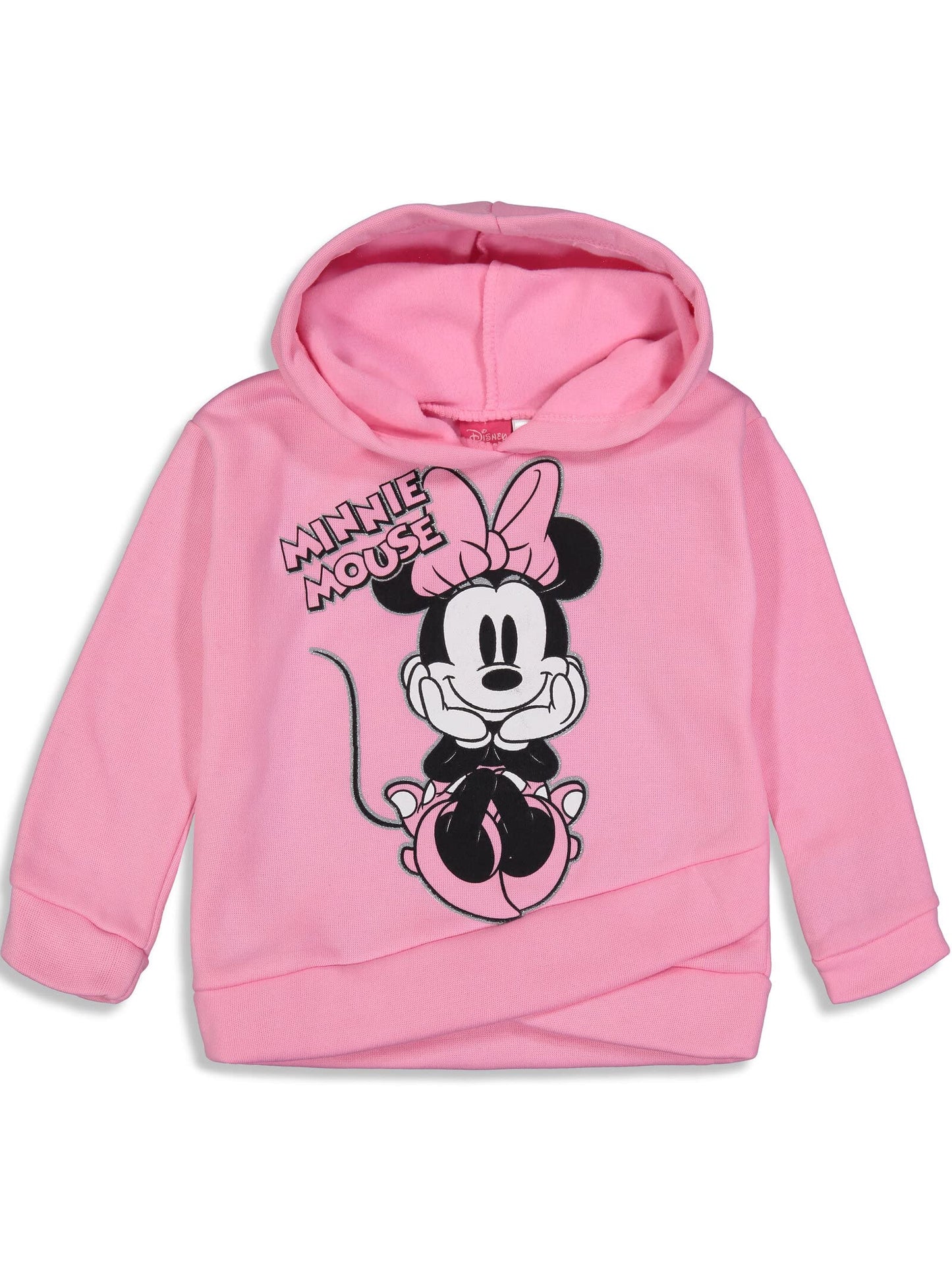 Disney Minnie Mouse Toddler Girls Crossover Fleece Hoodie and Leggings Outfit Set Pink Glitter 5T